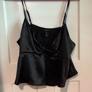 💥3 for $12💥 Forever 21 Black Satin Camisole with Knot Detail
